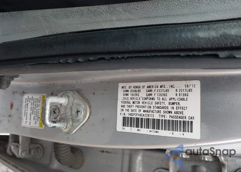 2012 Honda Accord 2.4 Lx-P from USA, damaged, VIN 1HGCP2F48CA226172